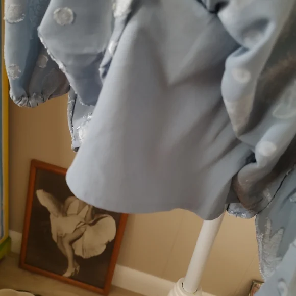 NWT Saints+Secrets Blue Floral Tiered Romper Dress with Long Sash Belt SZ Small - Picture 6 of 14